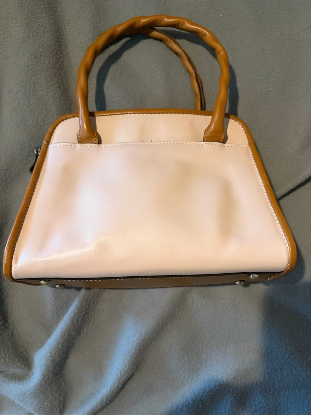 Patricia Nash Cream Satchel with Floral Print and Tan Handles